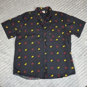 Marvel Deadpool Button Shirt Men 2XL  All Over Print Tacos  Mask Logos
